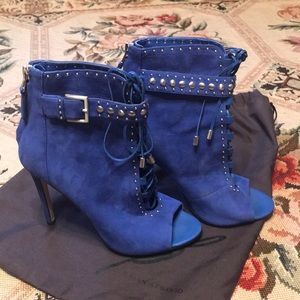 BRIAN ATWOOD BLUE SUEDE LACE UP BOOTIES- LIKE NEW